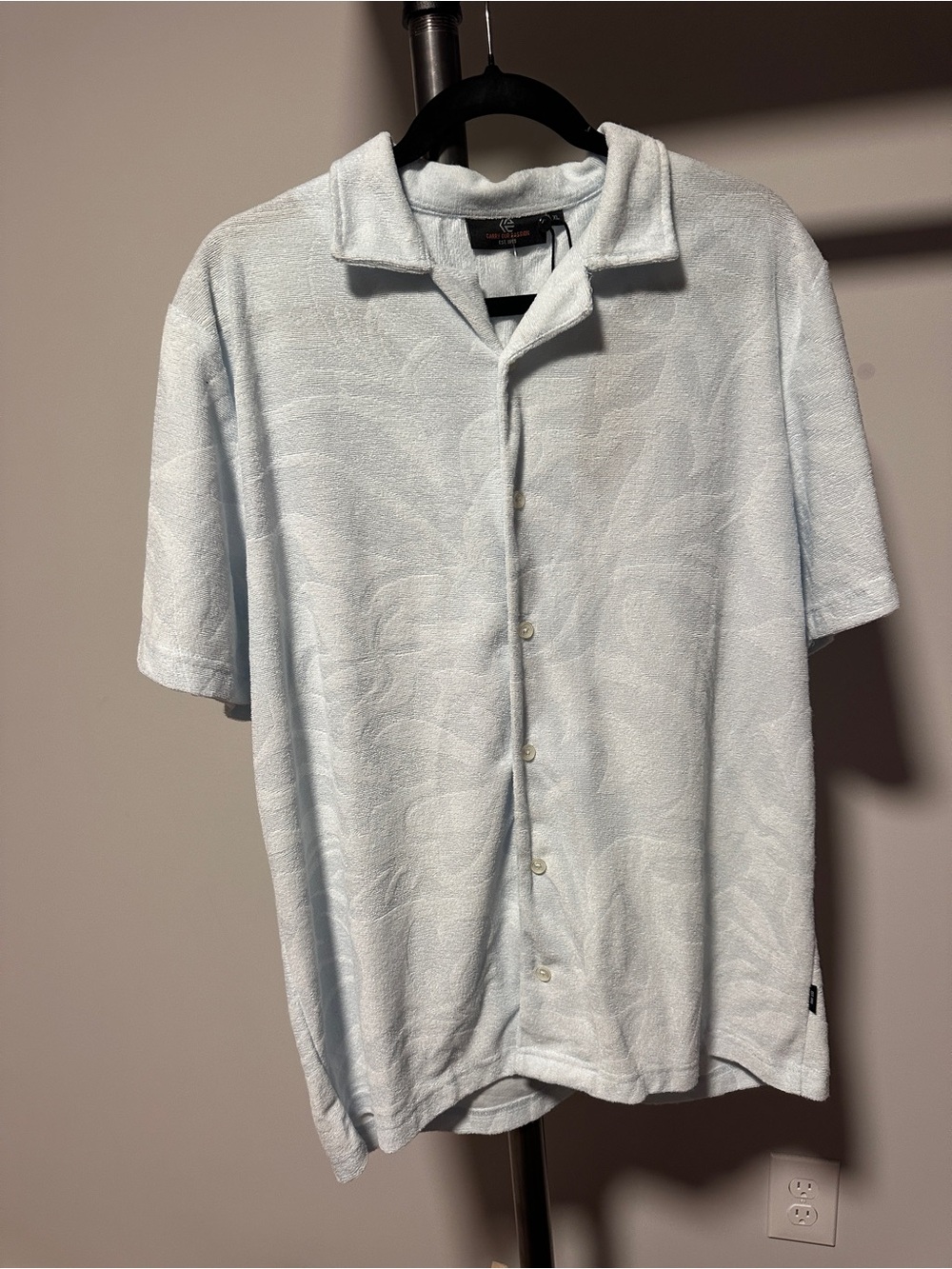 XL | INDICODE | Light Blue Terry Cloth Camp Collar Shirt - Picture 3 of 7